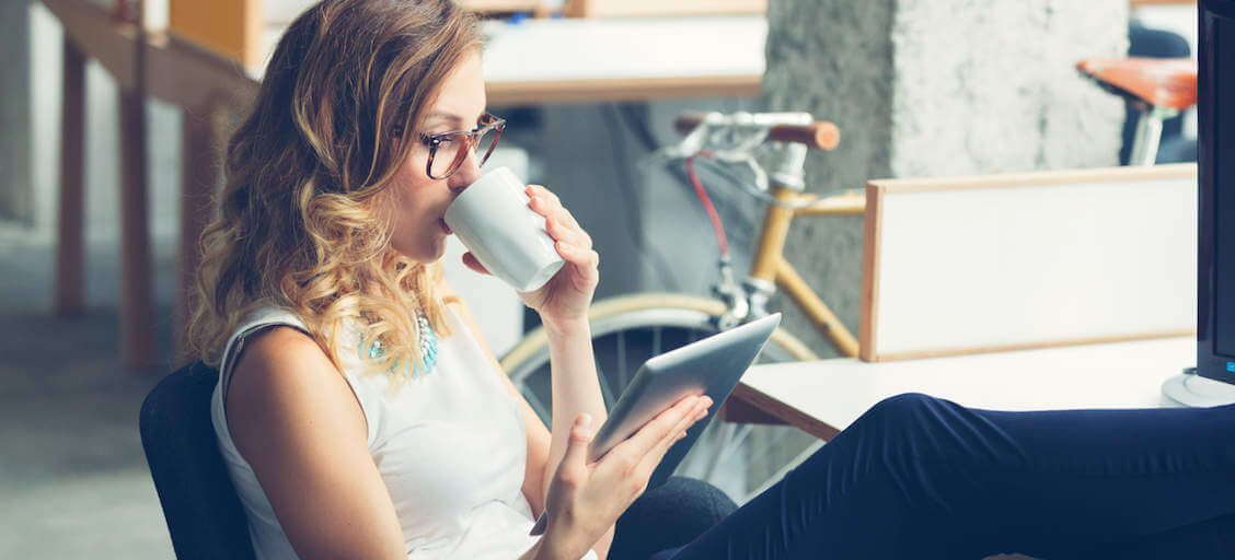 woman reading ebook