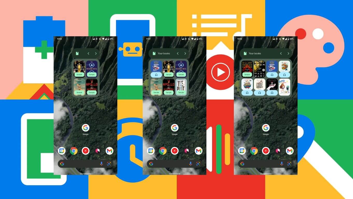 Google Play Books Material You widget screenshots