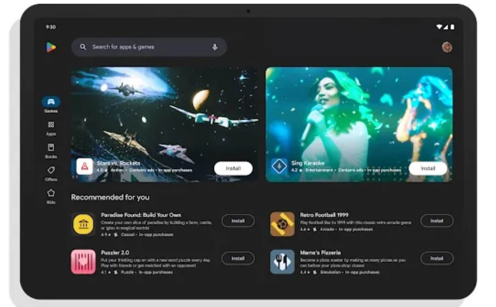 google play store makeover for tablet